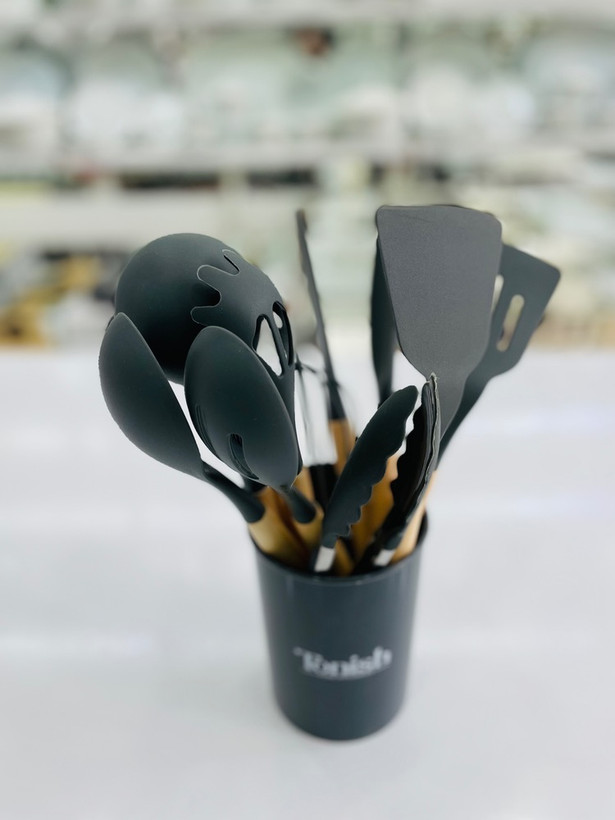 ست کفگیر ملاقه Tonishدسته چوبی 12 پارچه